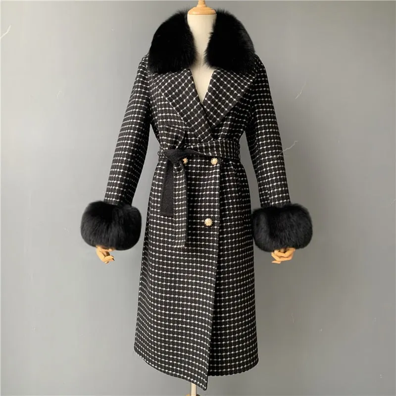 Women Cashmere Wool Trench Jacket