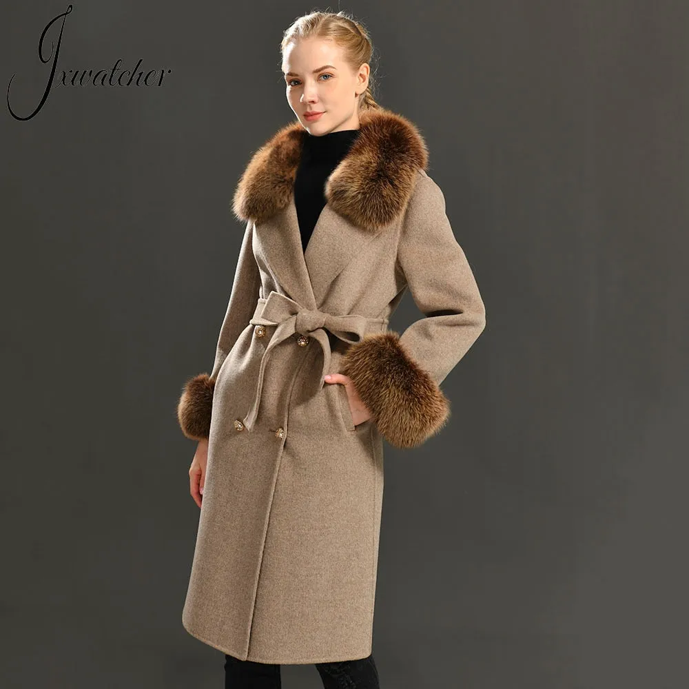 Women Cashmere Wool Trench Jacket