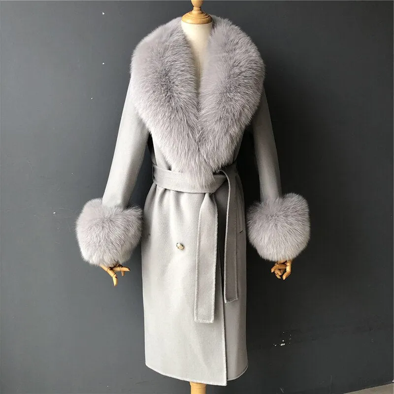 Women Cashmere Wool Trench Jacket