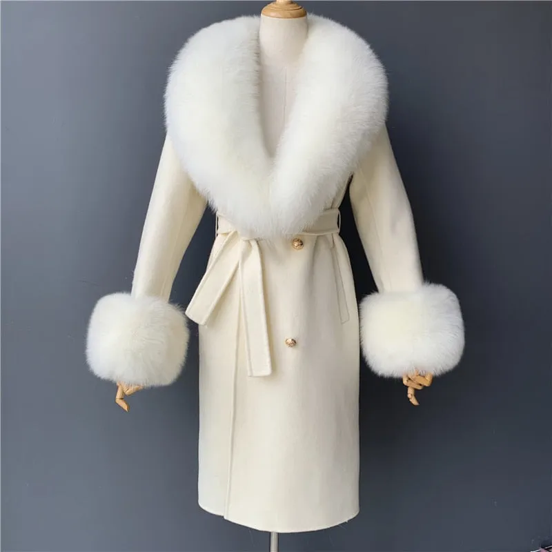 Women Cashmere Wool Trench Jacket