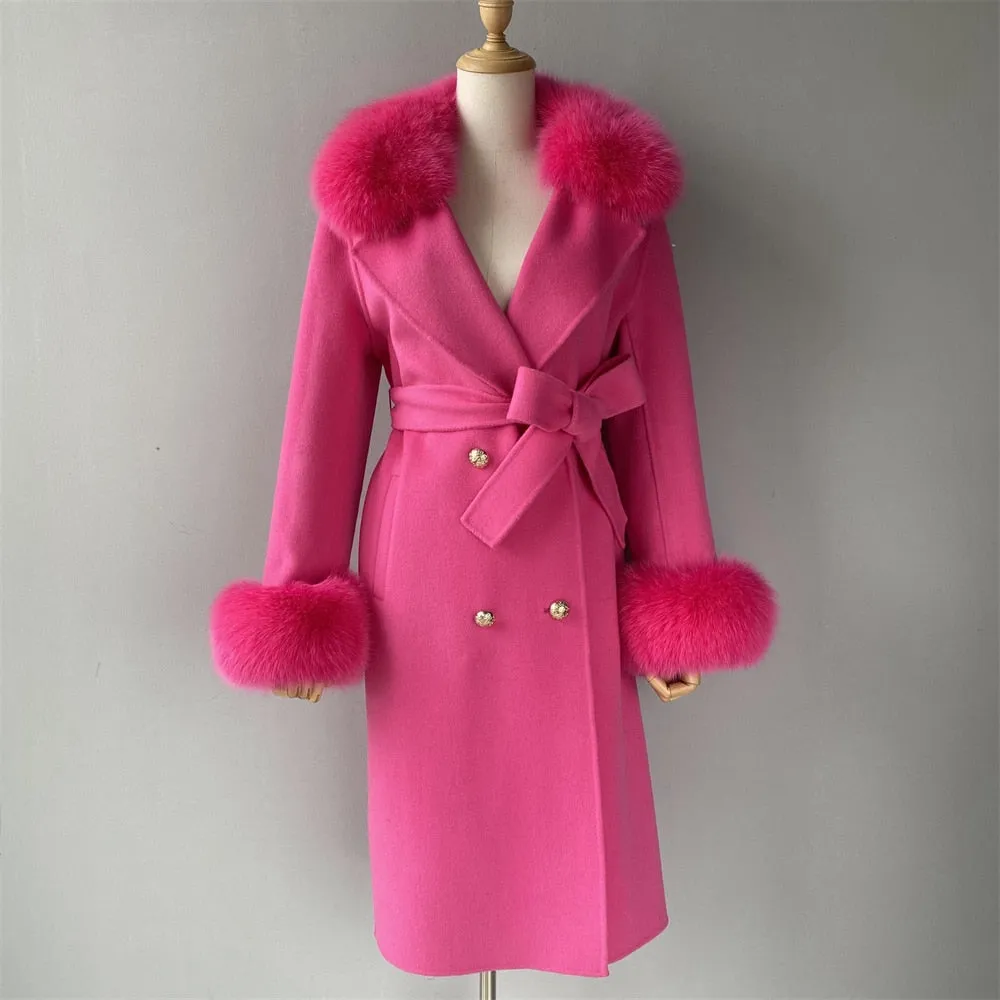 Women Cashmere Wool Trench Jacket