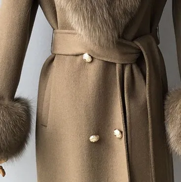 Women Cashmere Wool Trench Jacket