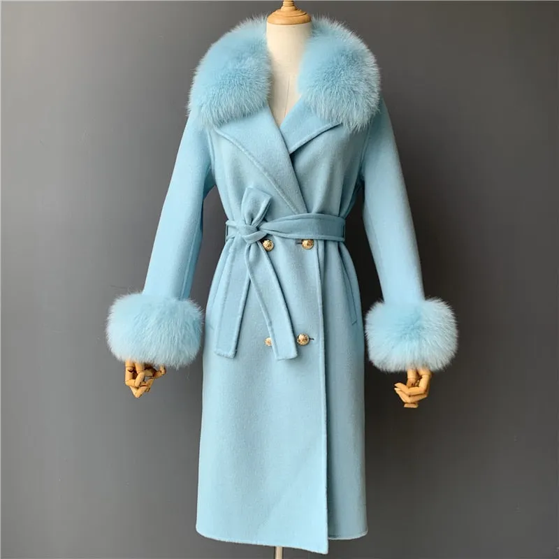Women Cashmere Wool Trench Jacket