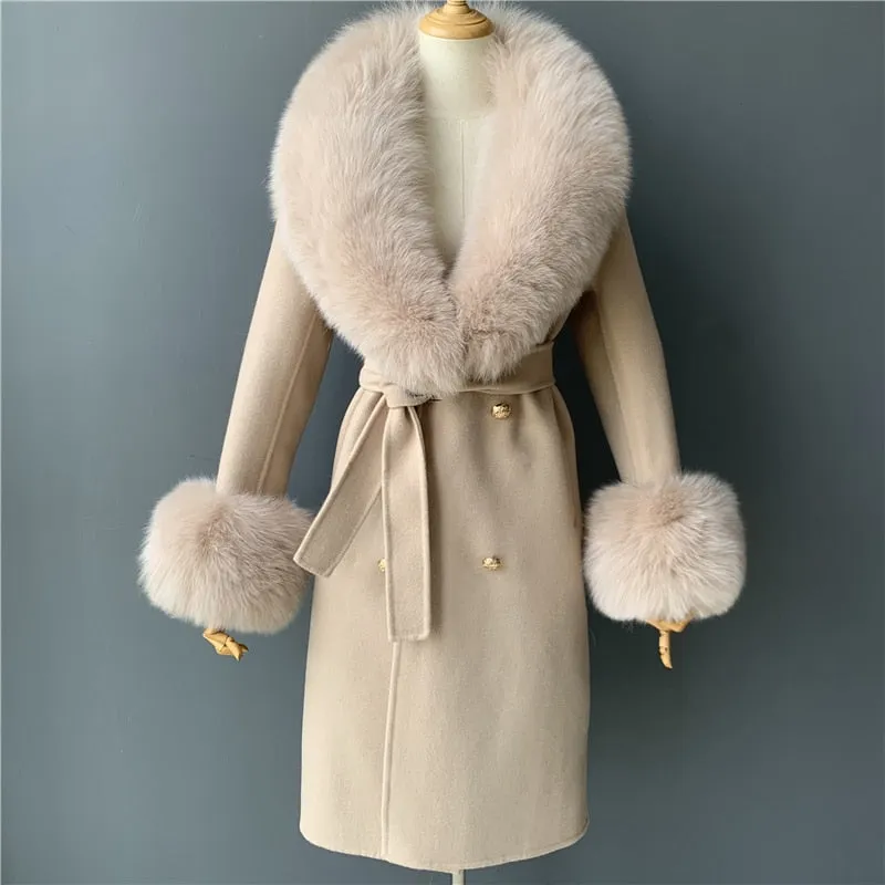 Women Cashmere Wool Trench Jacket