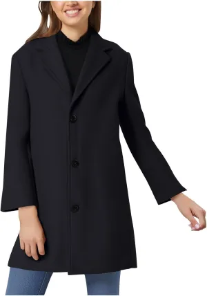 Women Winter Wool Blend Mid-Long Coat Notch Single -Breasted Lapel Jacket Outwear Ladies Warm Solid Thicken Overcoat