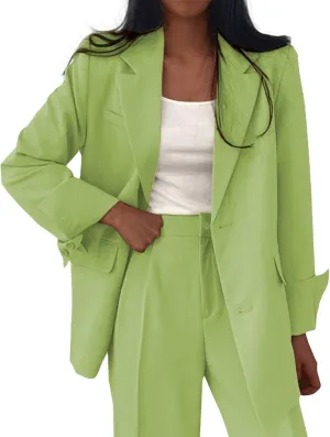 Women's 2024 Winter Casual Blazers Long Sleeve Lapel Open Front Button Work Office Blazer Jackets with Pockets