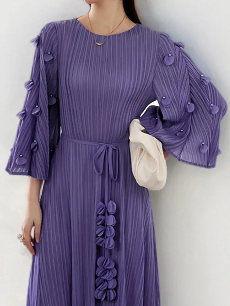 Women's Elegant Japanese Pleated Floral Dress