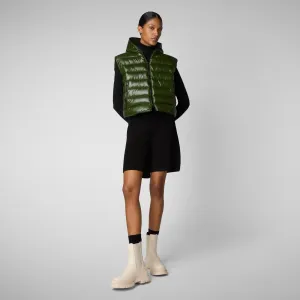 Women's hooded vest Romina in pine green