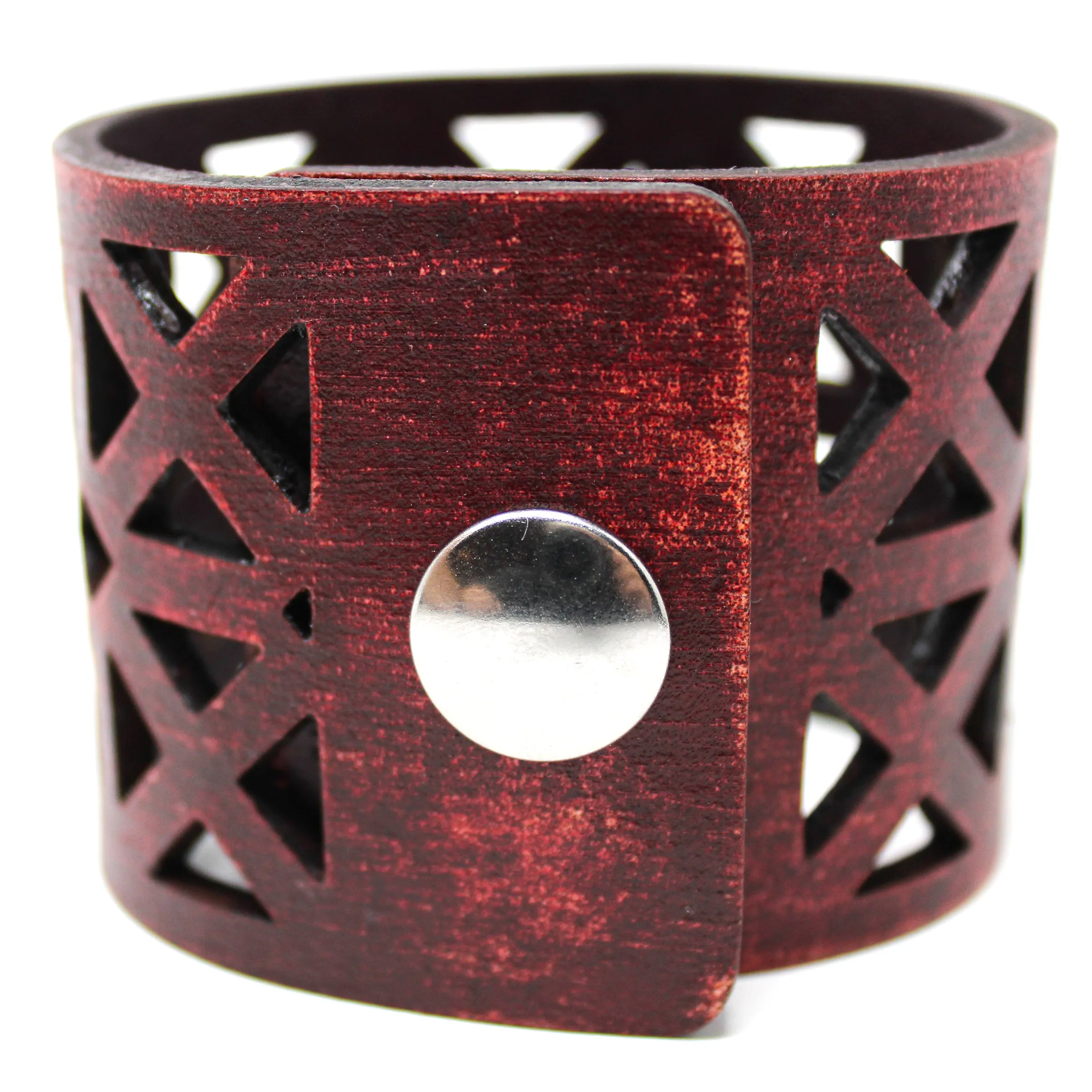 Women's Leather Cuff - Bold Triangles Cut