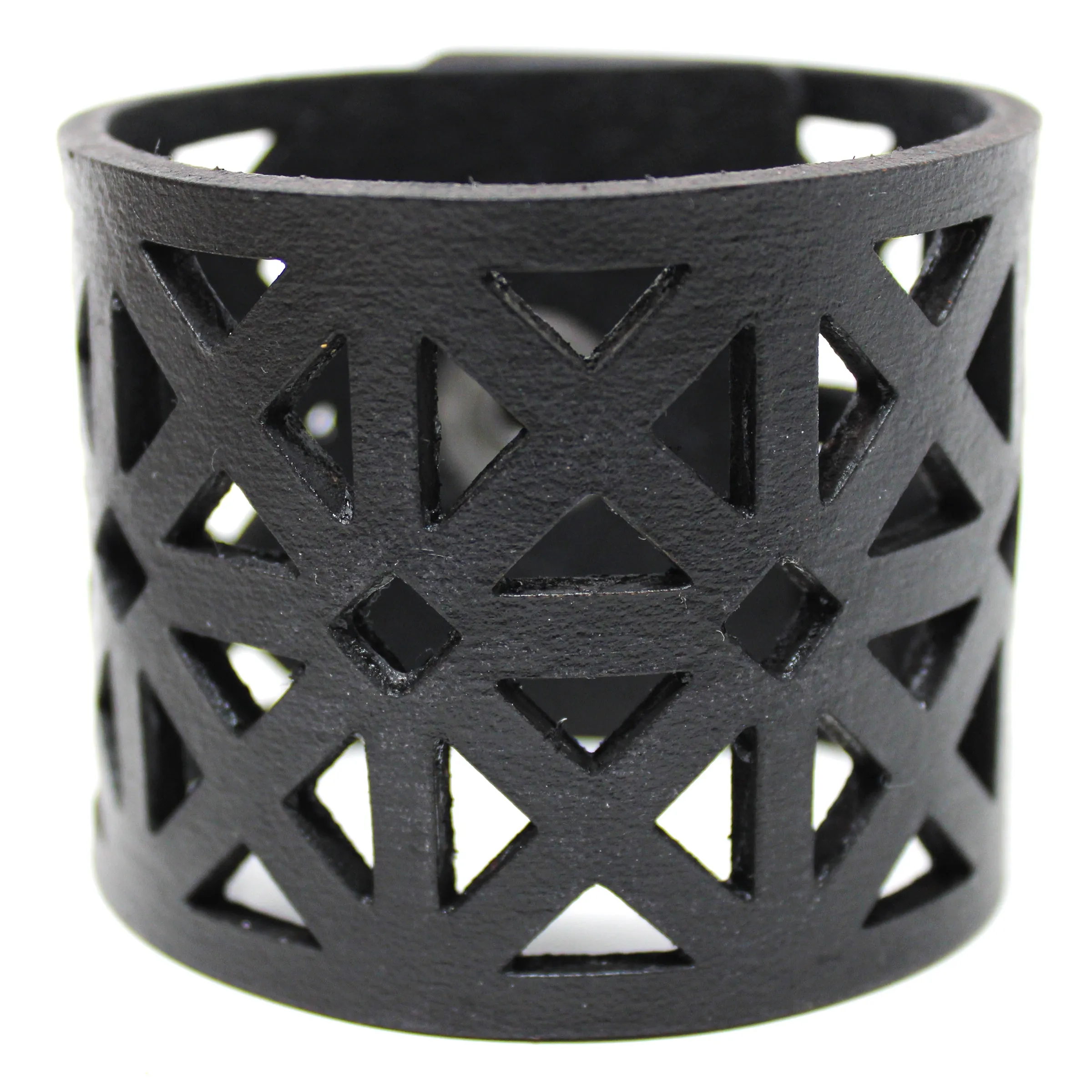 Women's Leather Cuff - Bold Triangles Cut