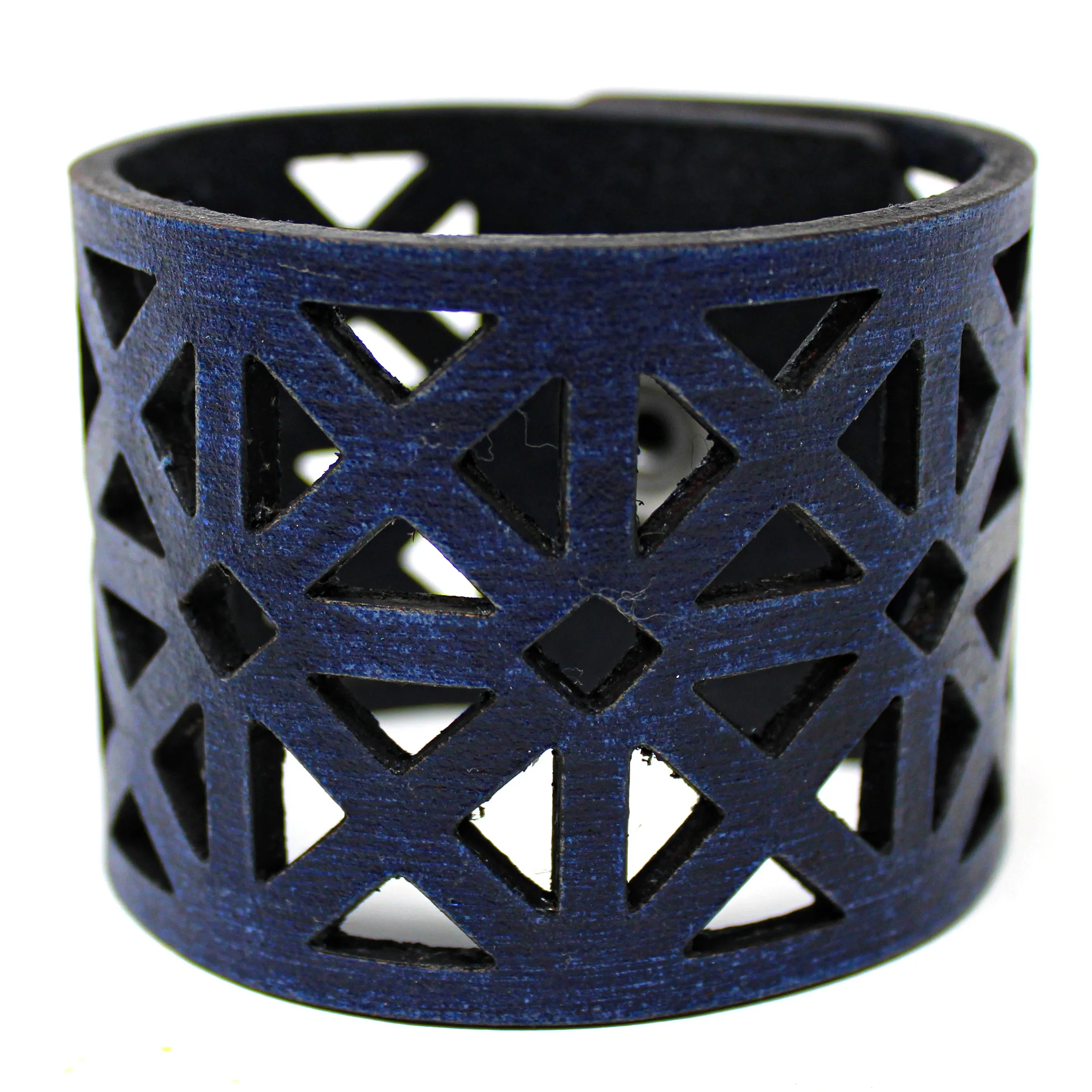 Women's Leather Cuff - Bold Triangles Cut