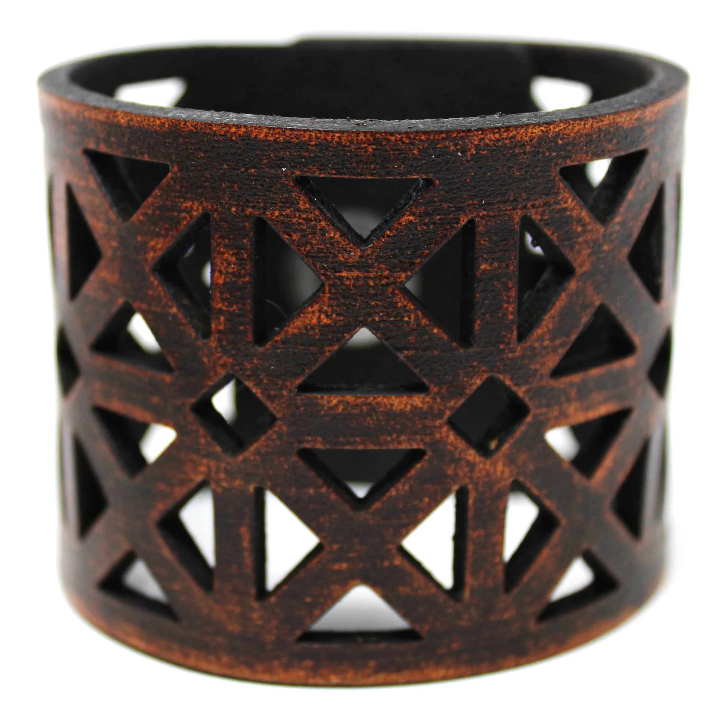 Women's Leather Cuff - Bold Triangles Cut