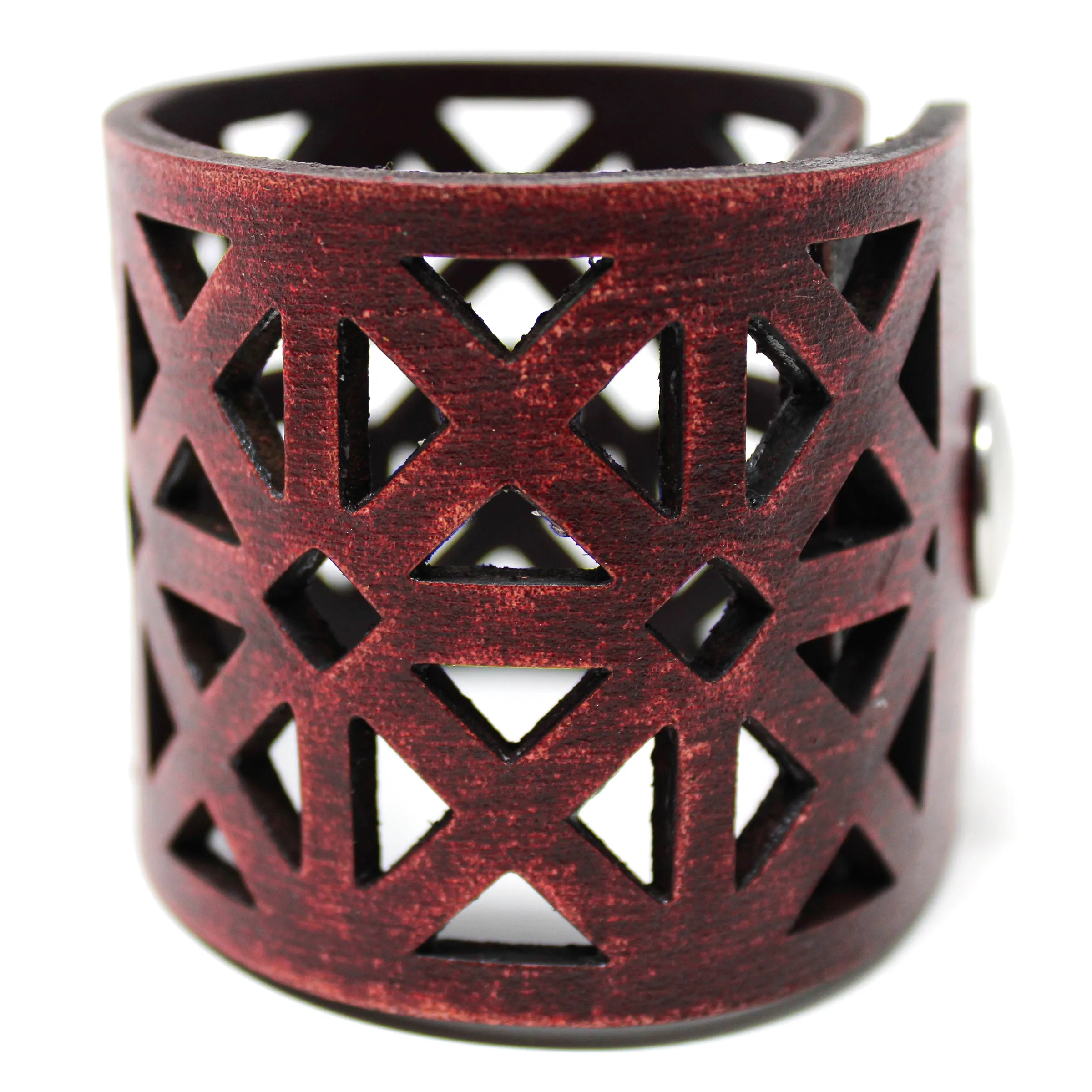 Women's Leather Cuff - Bold Triangles Cut