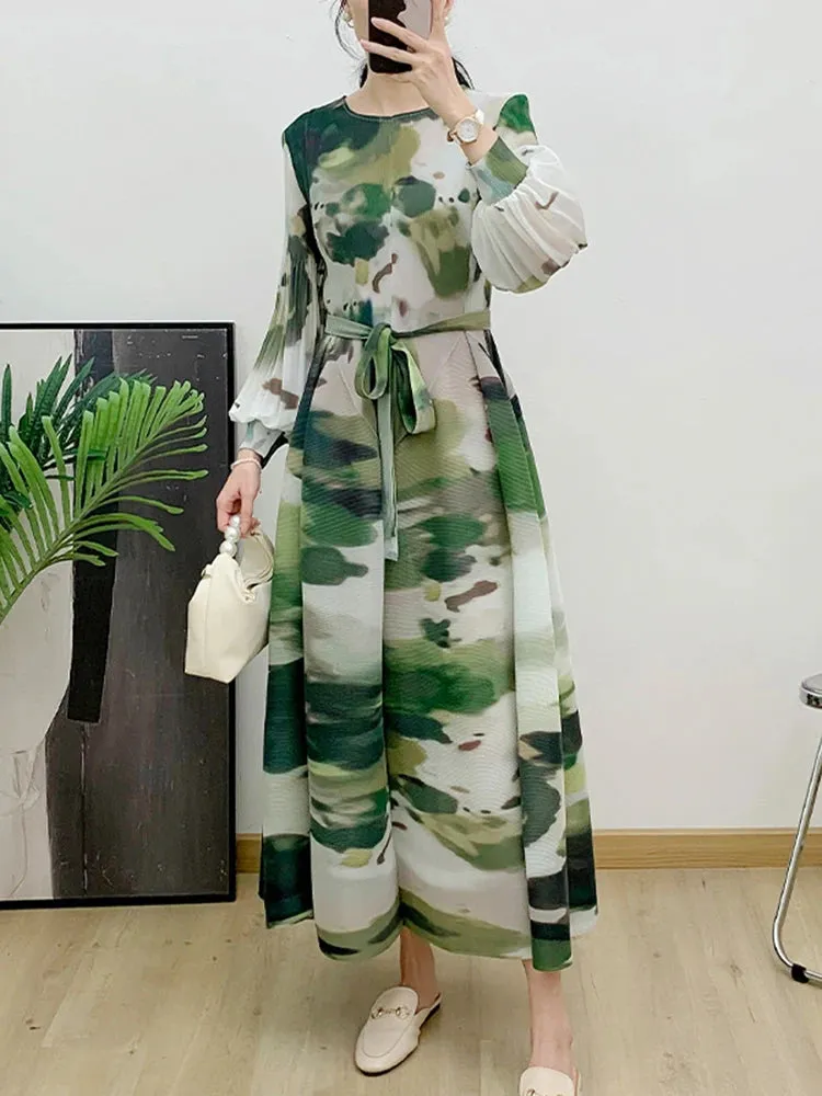 Women's Long Sleeve Japanese Pleated Dress