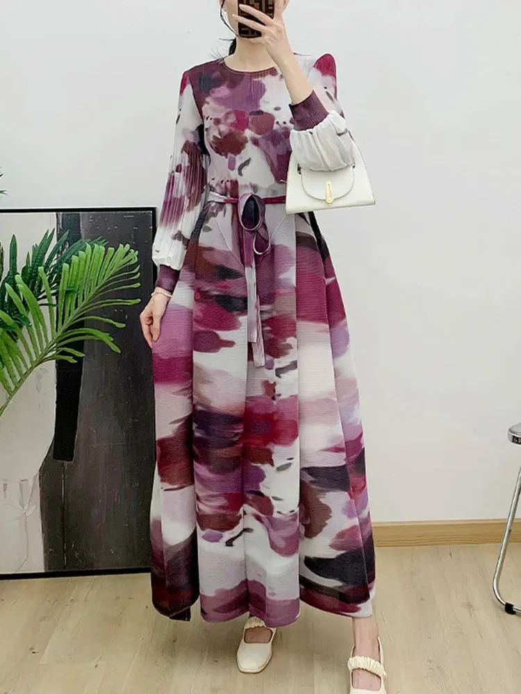 Women's Long Sleeve Japanese Pleated Dress