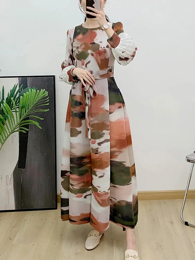 Women's Long Sleeve Japanese Pleated Dress