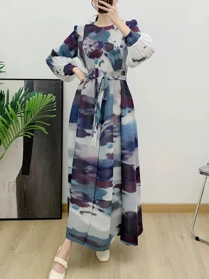 Women's Long Sleeve Japanese Pleated Dress