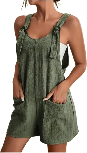 Women's Rompers Casual 2025 Summer Plus Size Beach Cruise Vacation Jumpsuit Romper with Pockets Trendy Cute Jumpsuits