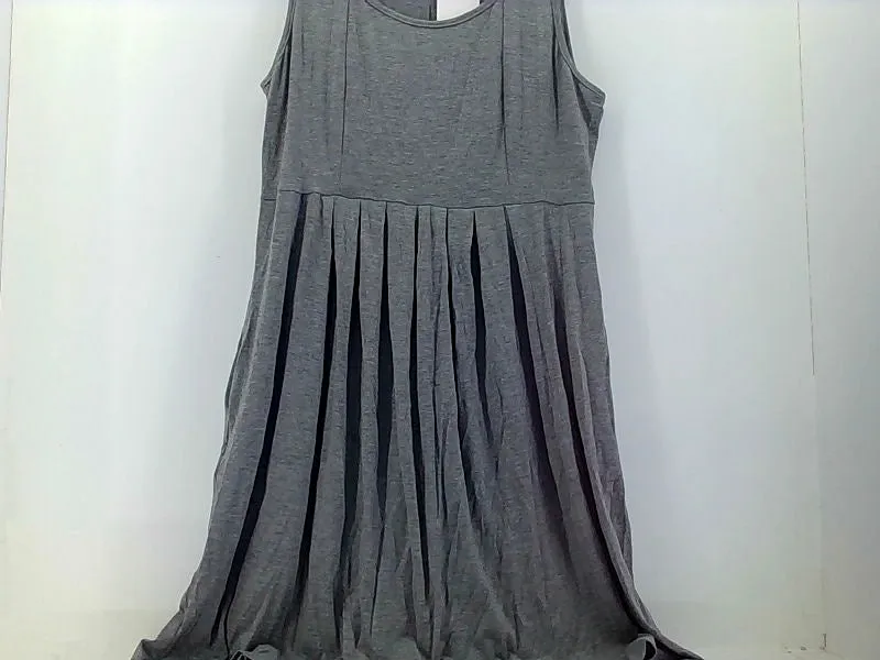 Women's Silver Sleeveless Pleated Maxi Dress XLarge