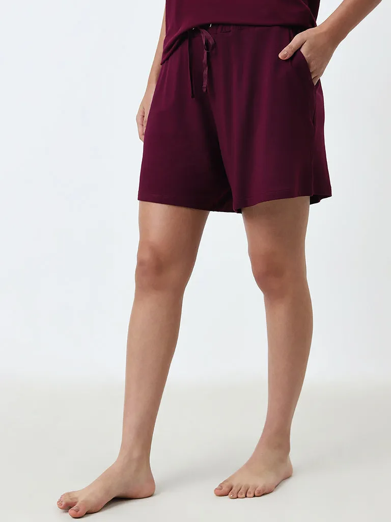 Wunderlove Burgundy High-Rise Shorts