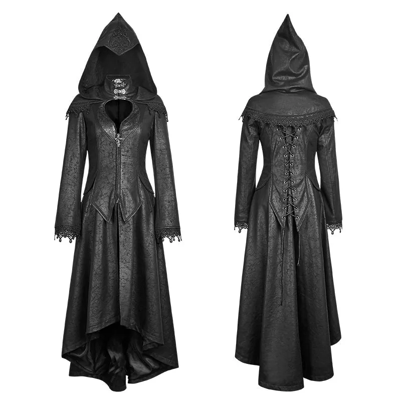Y-676 Dark Mystery Unique Style Gothic Trench Coats With Long Hood